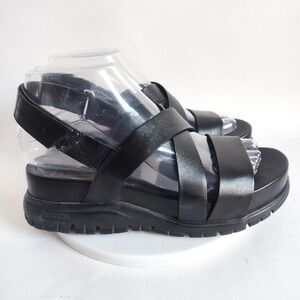 Women's Black Strappy Platform Sandals